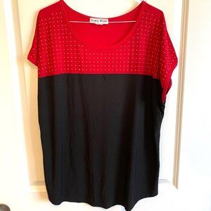 Red color-blocked top